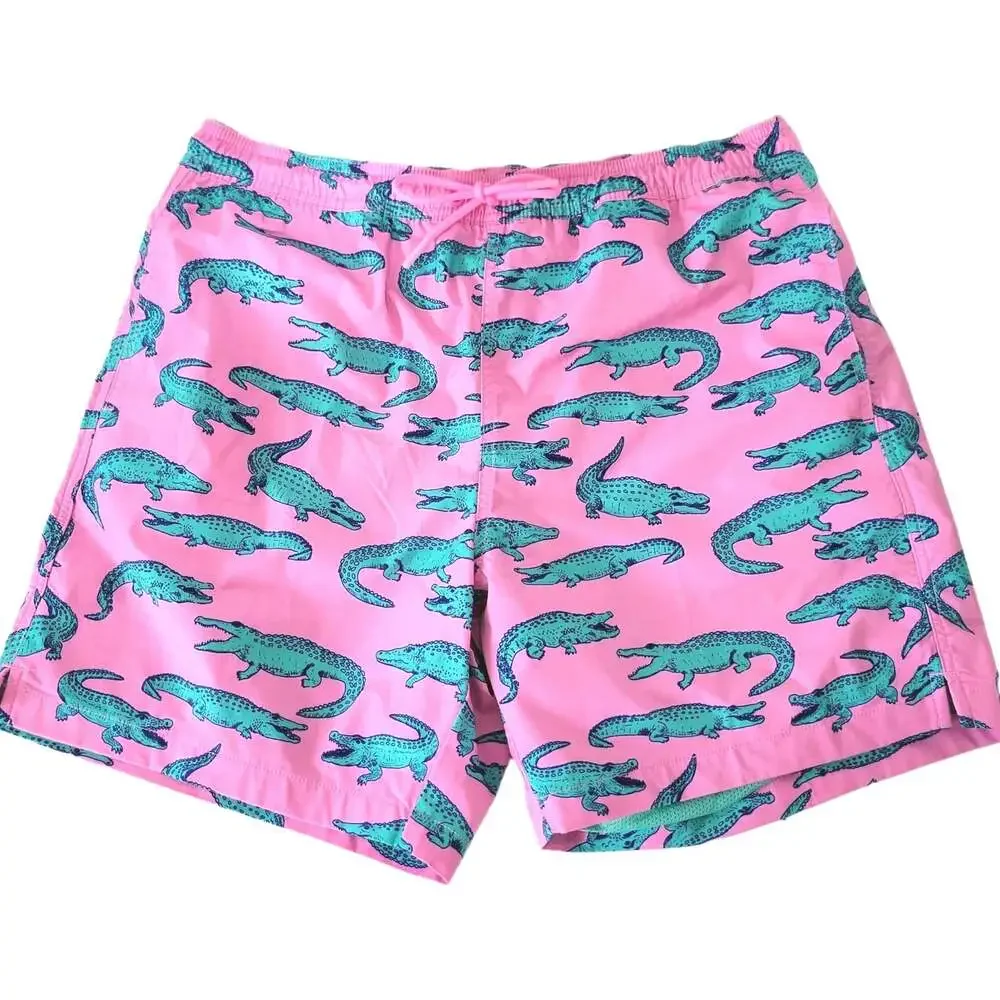 Chubbies The Glades Swim Trunks Shorts Mens L Pink Alligator Lined 6